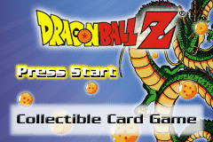 Dragon Ball Z Collectible Card Game title screen for GameBoy Advance